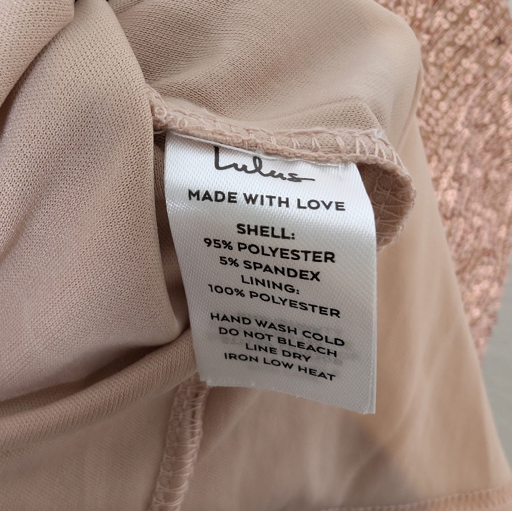 💘 Lulus Side of Glam Rose Gold Sequin One-Shoulder Tulip Mini Dress - Picture 9 of 9